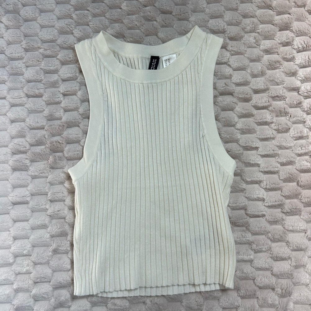 H&M Off-White Ribbed Tank Top